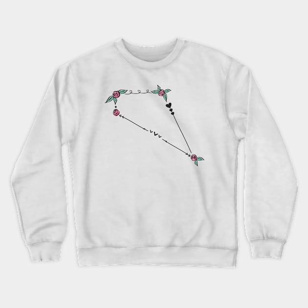 Sextans Constellation Roses and Hearts Doodle Crewneck Sweatshirt by EndlessDoodles